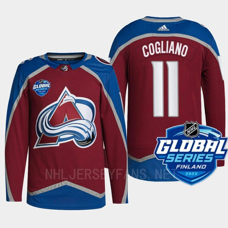 Andrew Cogliano 2022 NHL Global Series Colorado Avalanche Burgundy Jersey Authentic #11 Andrew Cogliano 2022 NHL Global Series Colorado Avalanche Burgundy Jersey Authentic #11