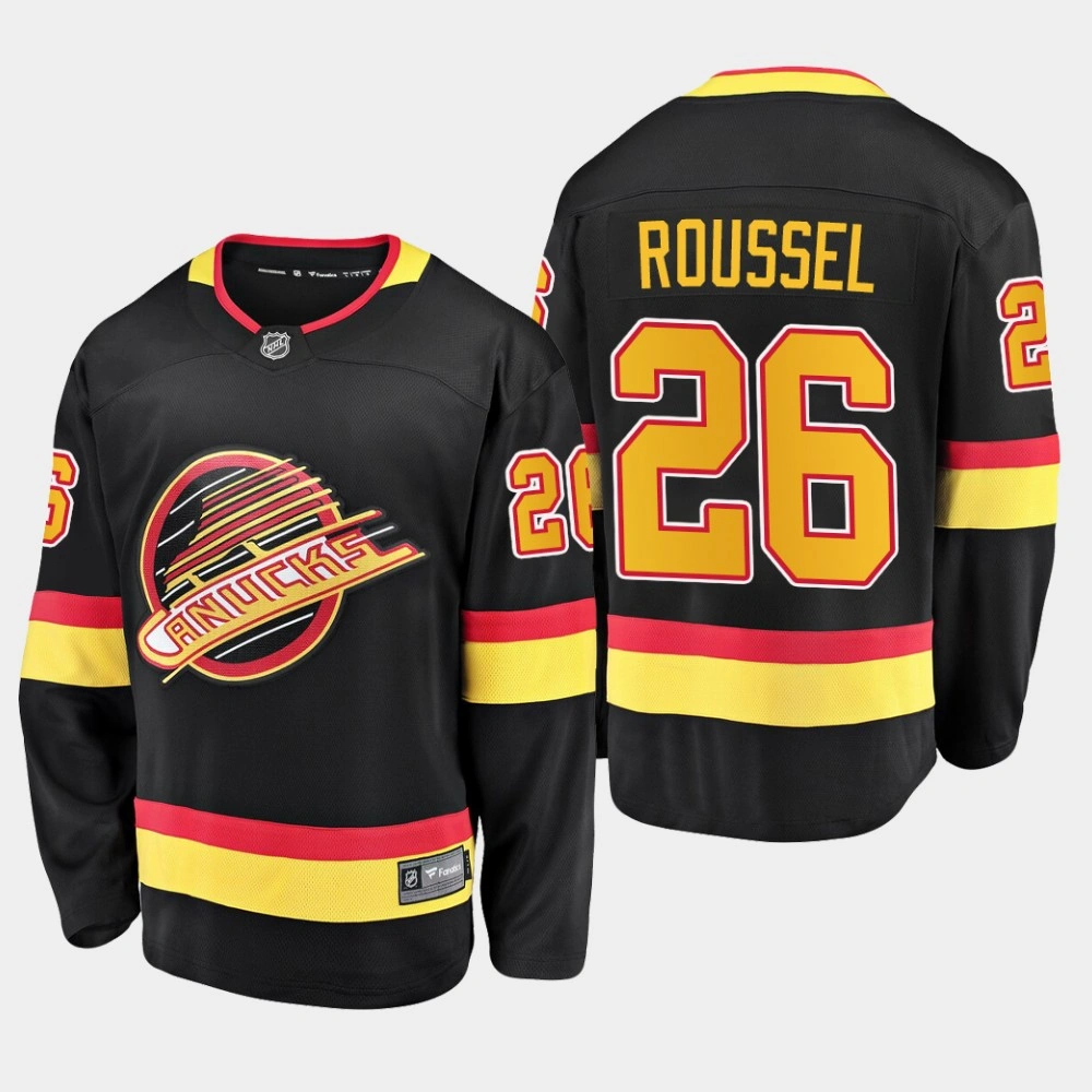 Youth Canucks Antoine Roussel #26 2019-20 Flying Skate Premier Breakaway Jersey - Black