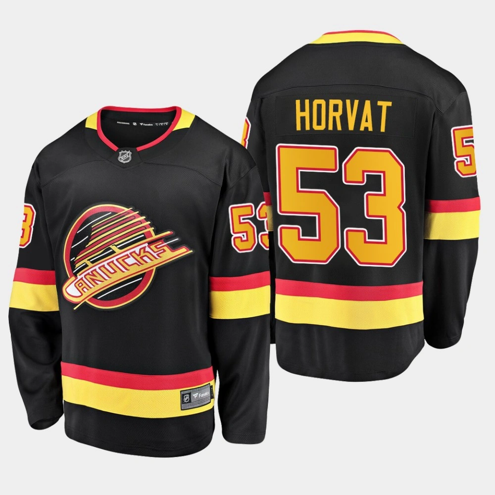 Youth Canucks Bo Horvat #53 2019-20 Flying Skate Premier Breakaway Jersey - Black Youth Canucks Bo Horvat #53 2019-20 Flying Skate Premier Breakaway Jersey - Black