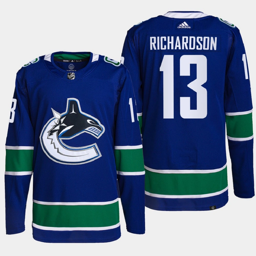 Brad Richardson #13 Vancouver Canucks Blue Jersey 2022 Home Primegreen Authentic Pro Brad Richardson #13 Vancouver Canucks Blue Jersey 2022 Home Primegreen Authentic Pro