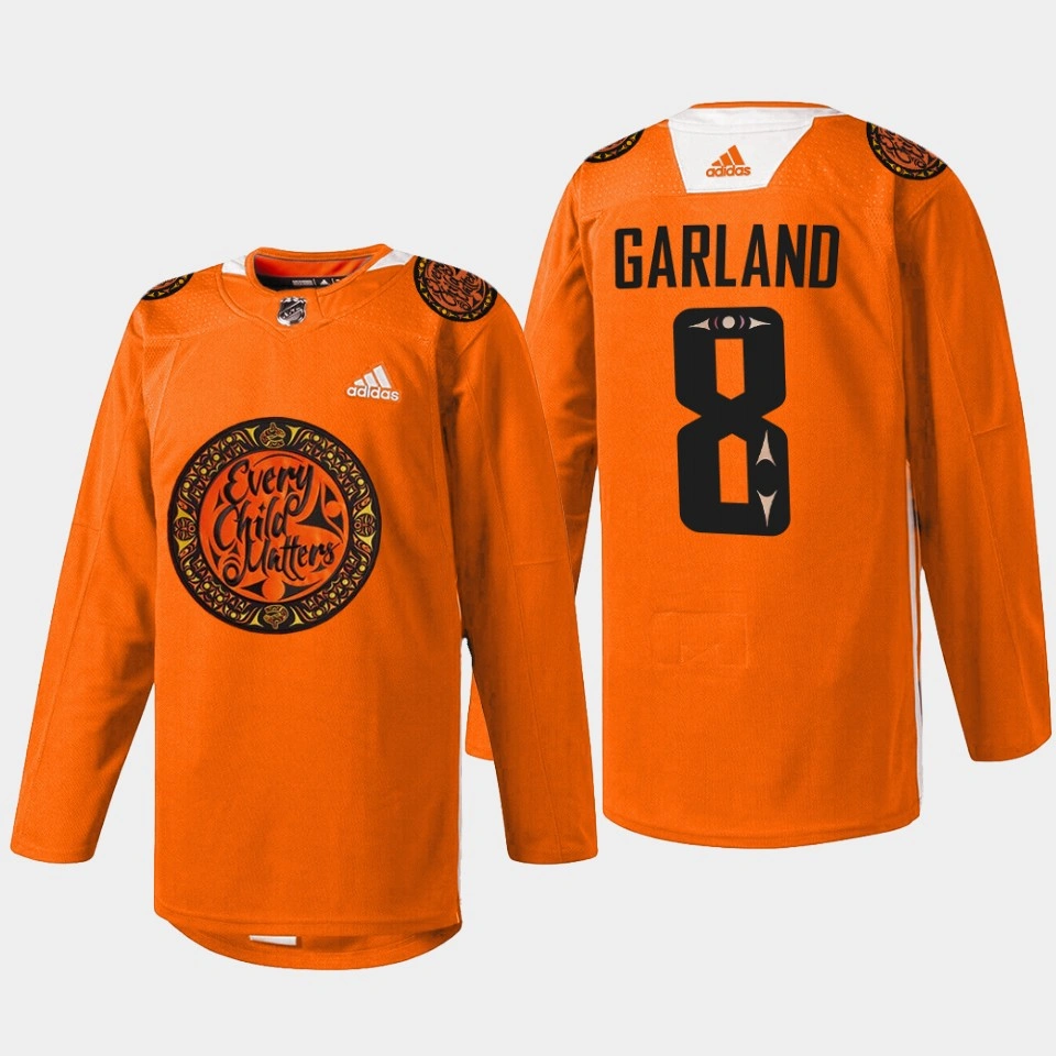 Vancouver Canucks National Day for Truth and Reconciliation Conor Garland Orange Warmup Jersey