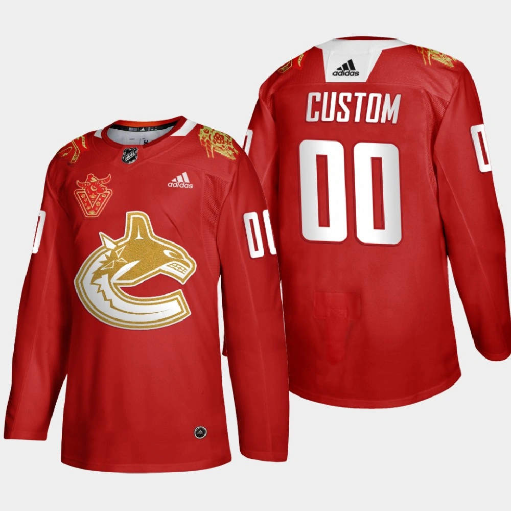 Women's Vancouver Canucks Custom #00 2021 Chinese New Year Red Jersey