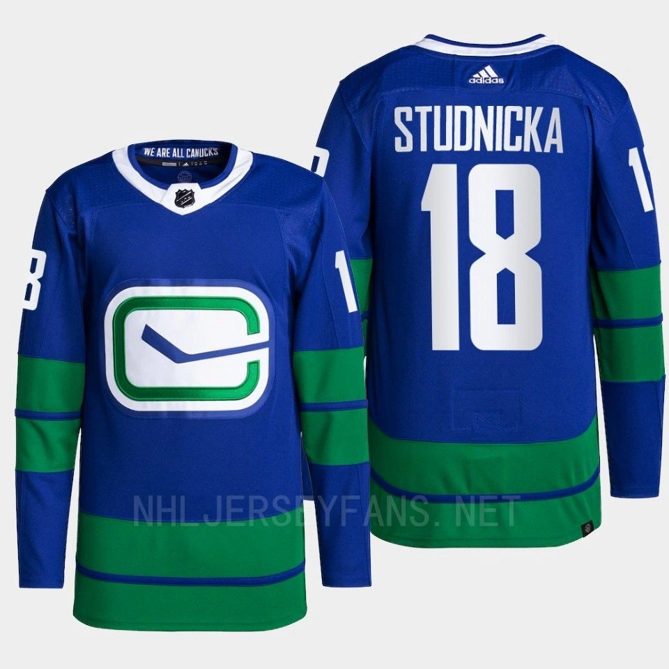 Women's Jack Studnicka #18 Vancouver Canucks Blue Jersey Alternate Authentic Primegreen