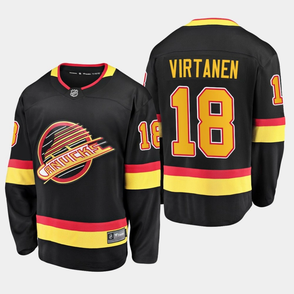 Youth Canucks Jake Virtanen #18 2019-20 Flying Skate Premier Breakaway Jersey - Black
