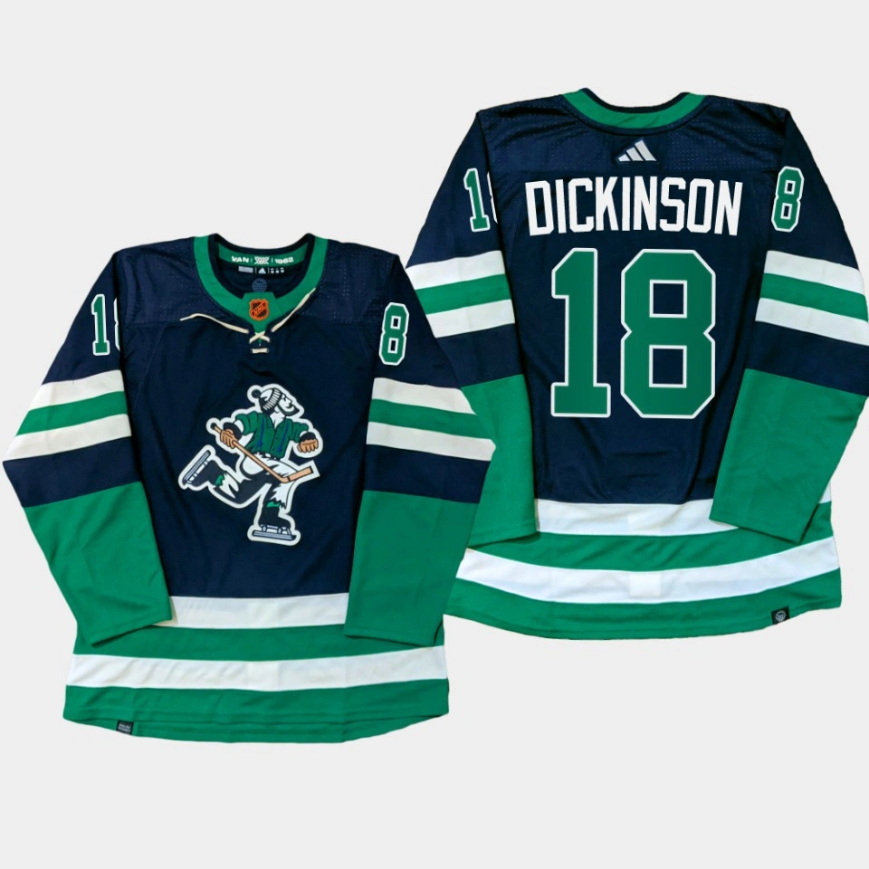 Women's Vancouver Canucks Jason Dickinson Navy PrimeGreen Reverse Retro Jersey 2022-23