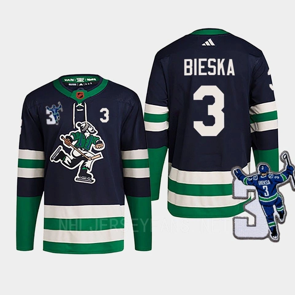 Women's Vancouver Canucks Kevin Bieska Navy Reverse Retro 2.0 Kevin Bieska patch Jersey