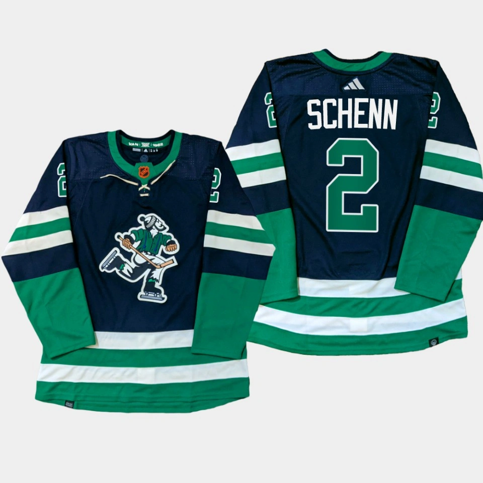 Women's Vancouver Canucks Luke Schenn Navy PrimeGreen Reverse Retro Jersey 2022-23