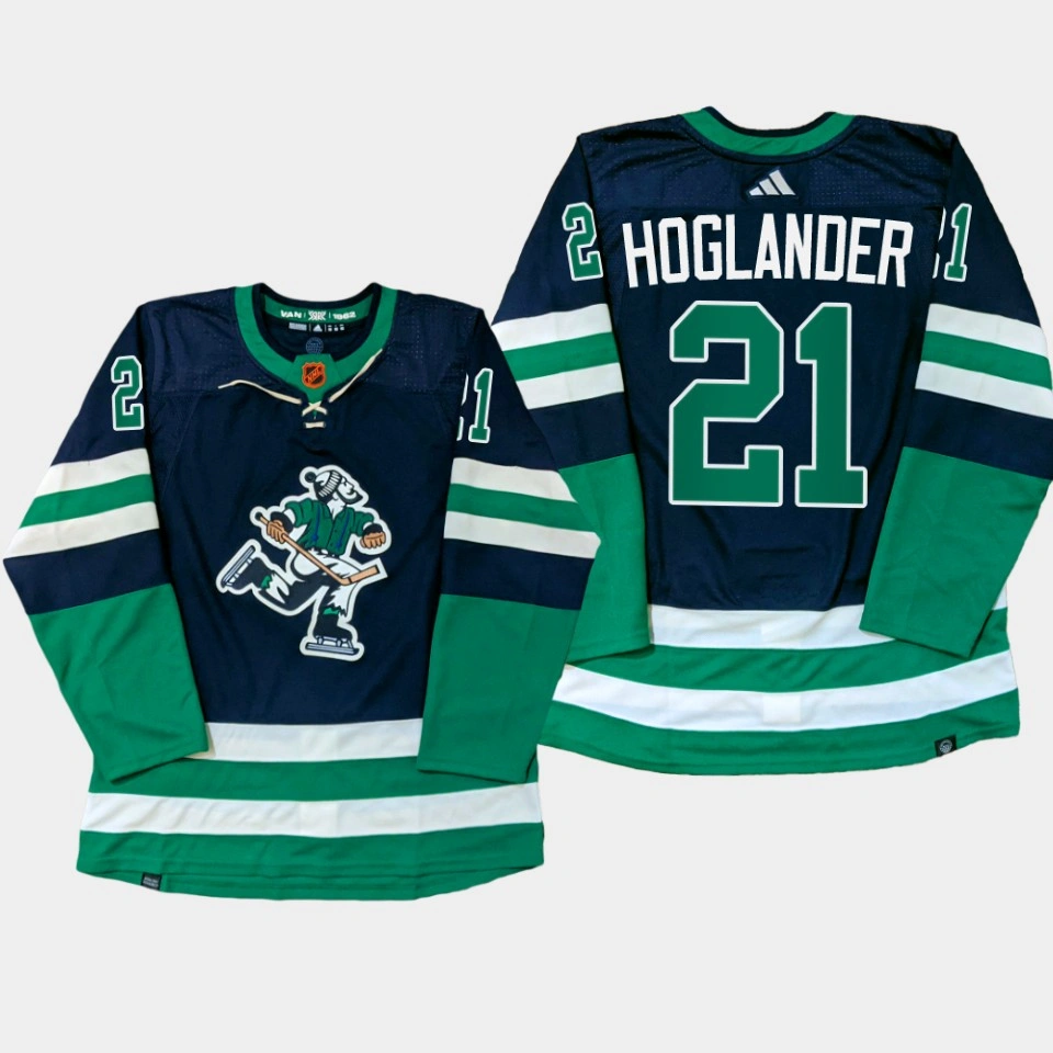 Women's Vancouver Canucks Nils Hoglander Navy PrimeGreen Reverse Retro Jersey 2022-23