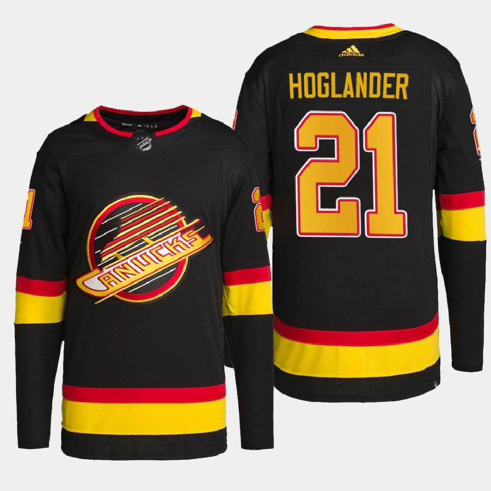 Women's Nils Hoglander #21 Vancouver Canucks Black Jersey 2022 Retro Primegreen Authentic Pro