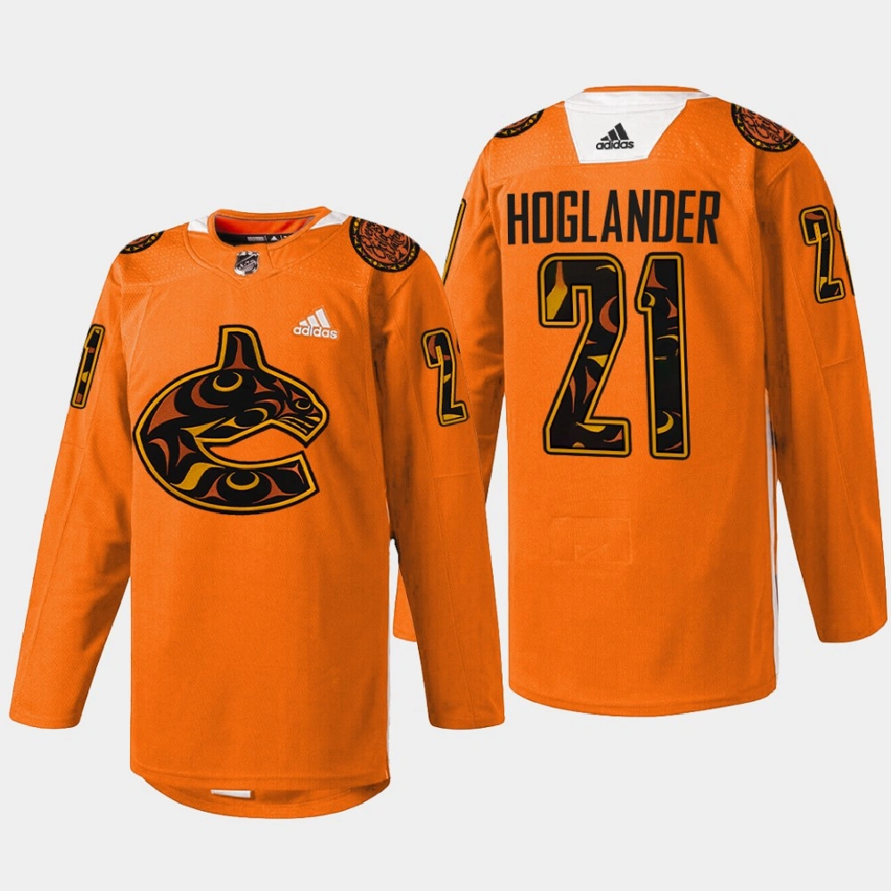 Nils Hoglander Vancouver Canucks 2022 First Nations Night Orange #21 Jersey Every Child Matters