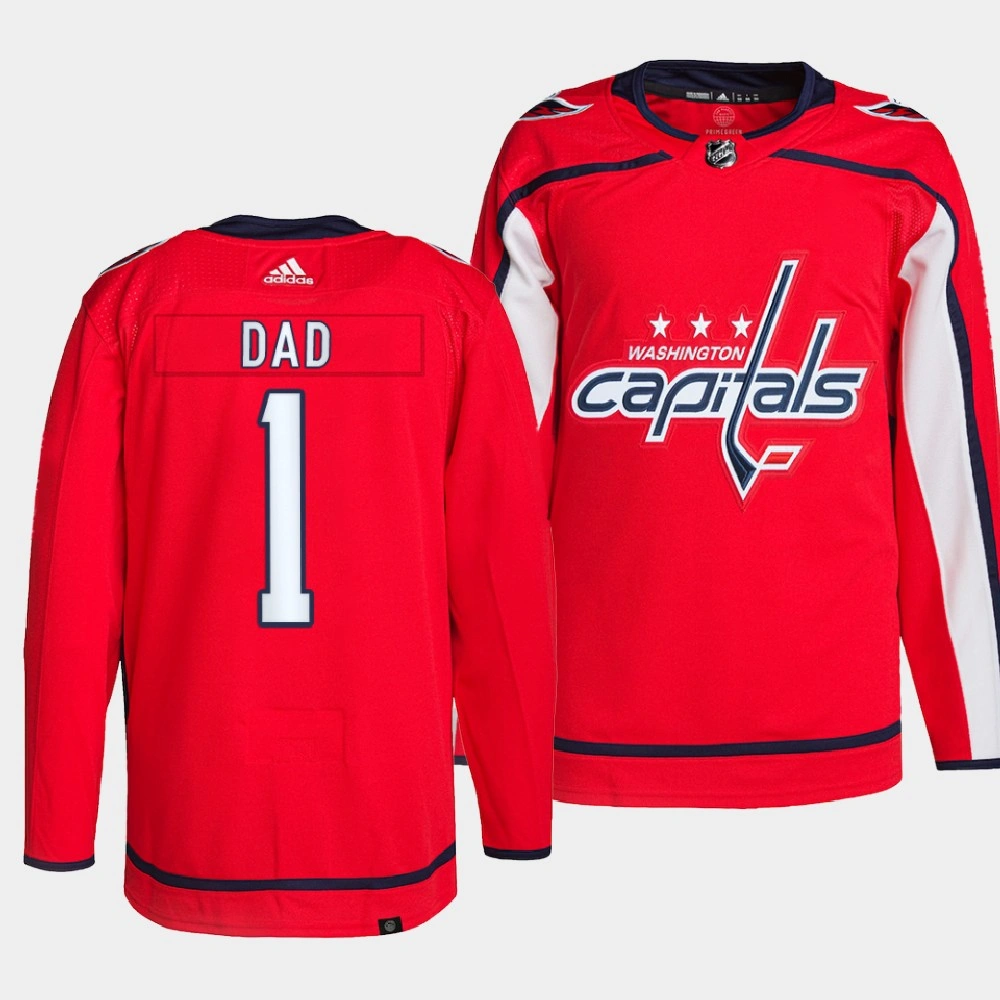 Women's 2022 Fathers Day Gift Washington Capitals Red Greatest Dad Jersey Primegreen
