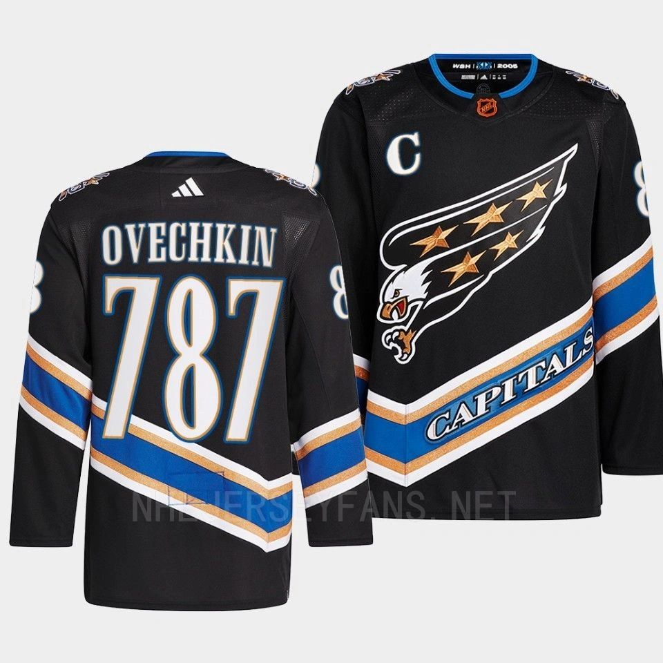 Youth Washington Capitals 2022 787th career goal Alexander Ovechkin Black Reverse Retro 2.0 Jersey Men's