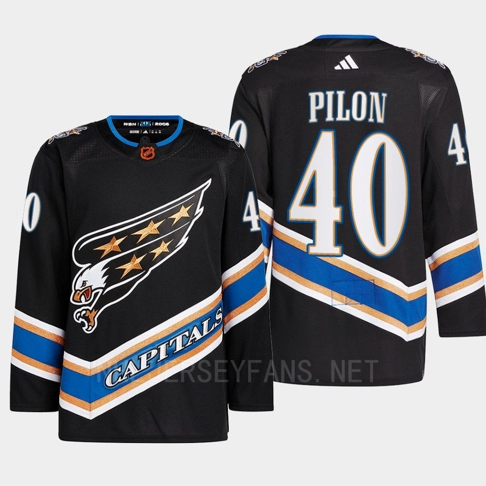 Washington Capitals 2022 Reverse Retro 2.0 Garrett Pilon Black Authentic Primegreen Jersey Men's