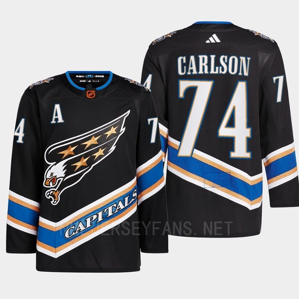Washington Capitals 2022 Reverse Retro 2.0 John Carlson Black Authentic Primegreen Jersey Men's