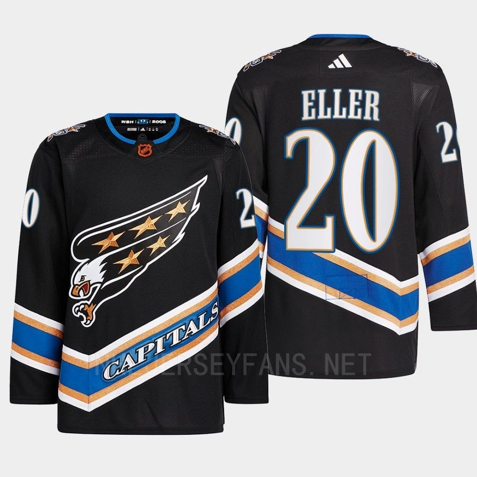 Washington Capitals 2022 Reverse Retro 2.0 Lars Eller Black Authentic Primegreen Jersey Men's