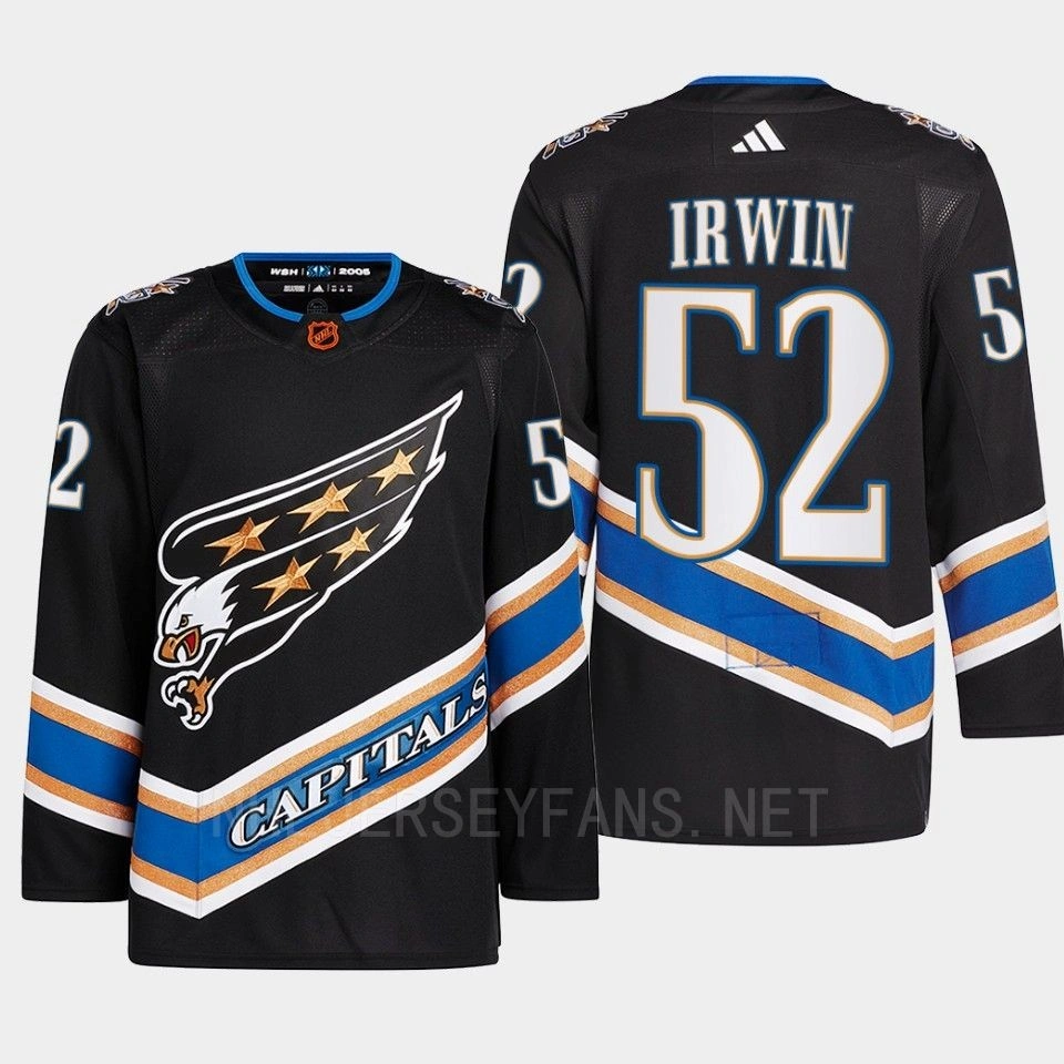 Washington Capitals 2022 Reverse Retro 2.0 Matt Irwin Black Authentic Primegreen Jersey Men's Washington Capitals 2022 Reverse Retro 2.0 Matt Irwin Black Authentic Primegreen Jersey Men's