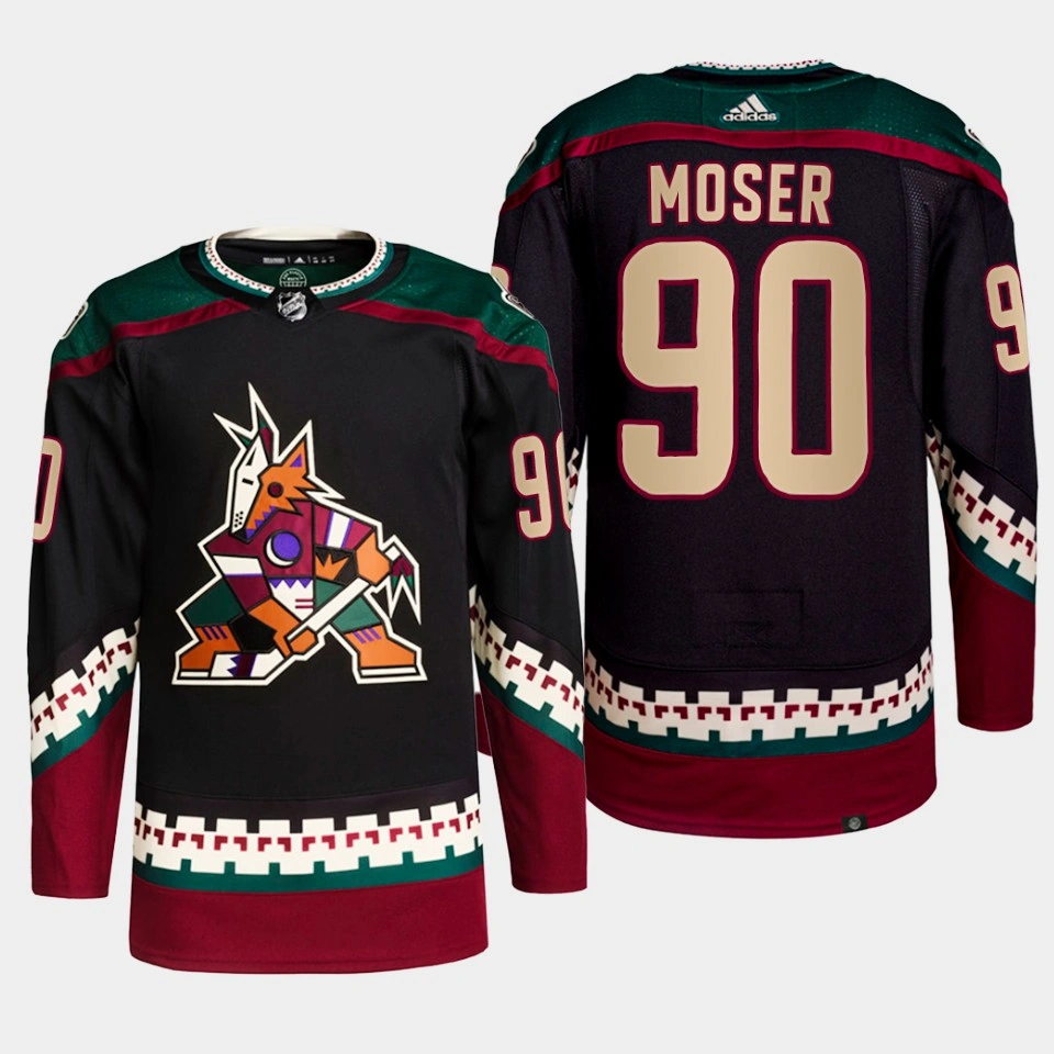 Youth J.J. Moser #90 Arizona Coyotes Black Jersey 2022 Primegreen Authentic Home