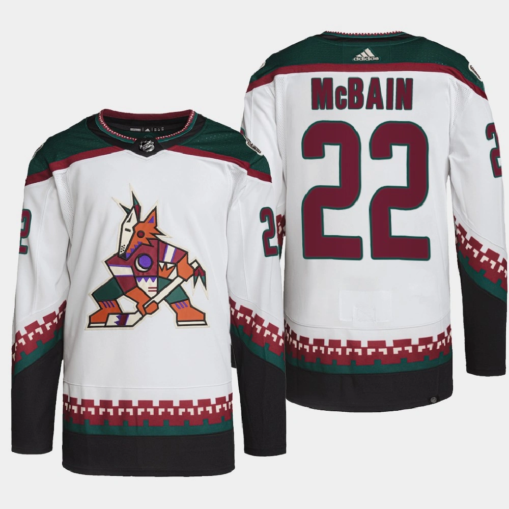 Arizona Coyotes Jack McBain White Primegreen Authentic Pro Away Jersey 2022 Arizona Coyotes Jack McBain White Primegreen Authentic Pro Away Jersey 2022