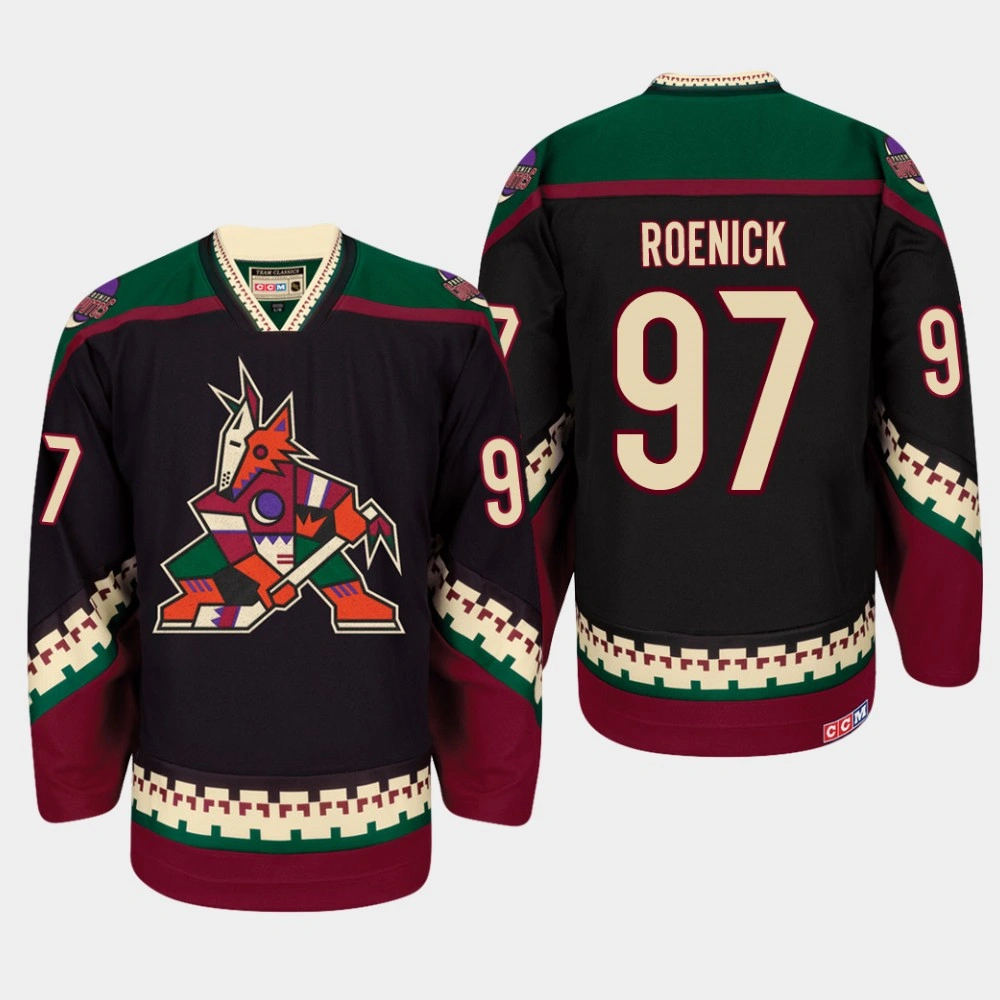 Women's Arizona Coyotes #97 Jeremy Roenick Throwback Classic CCM Black Retired Jersey