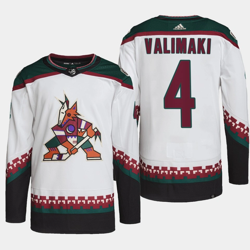 Juuso Valimaki #4 Arizona Coyotes White Jersey Authentic Away Juuso Valimaki #4 Arizona Coyotes White Jersey Authentic Away