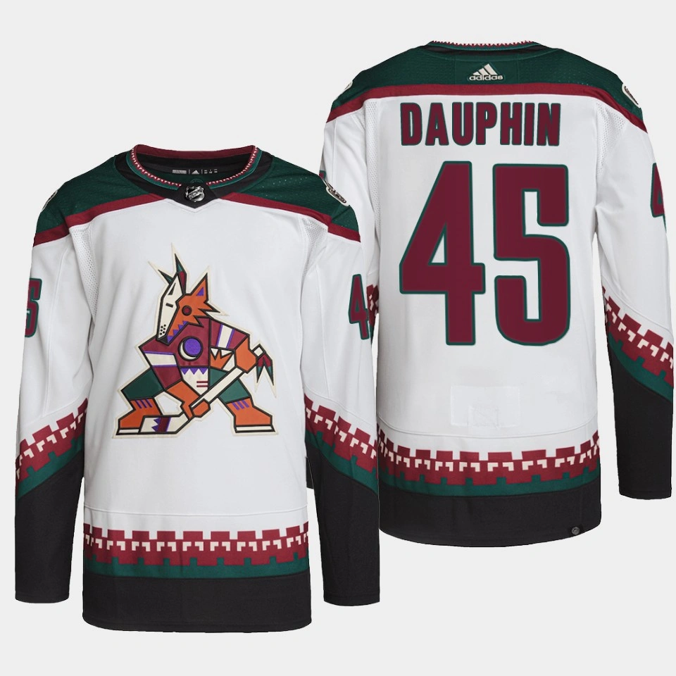 Youth Arizona Coyotes Laurent Dauphin White Away Primegreen Authentic Jersey 2022