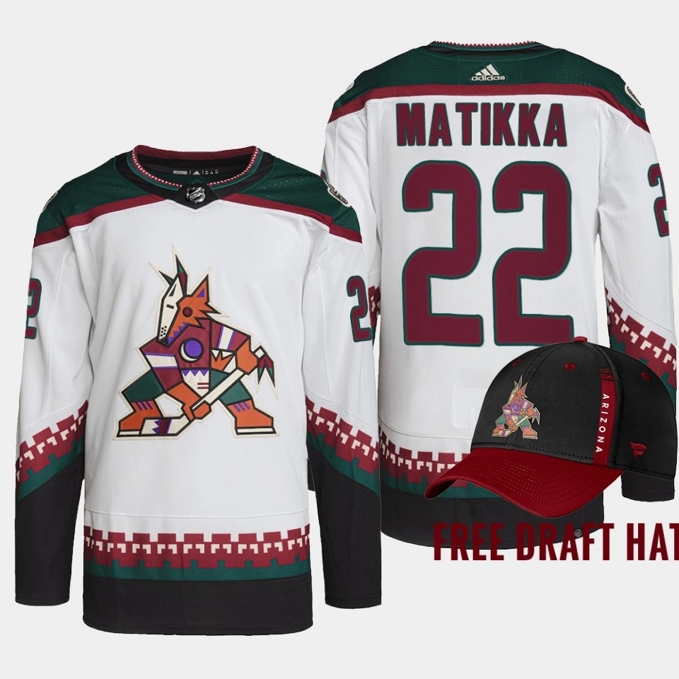 Women's Miko Matikka Arizona Coyotes 2022 NHL Draft White Jersey Authentic Primegreen Away Women's Miko Matikka Arizona Coyotes 2022 NHL Draft White Jersey Authentic Primegreen Away