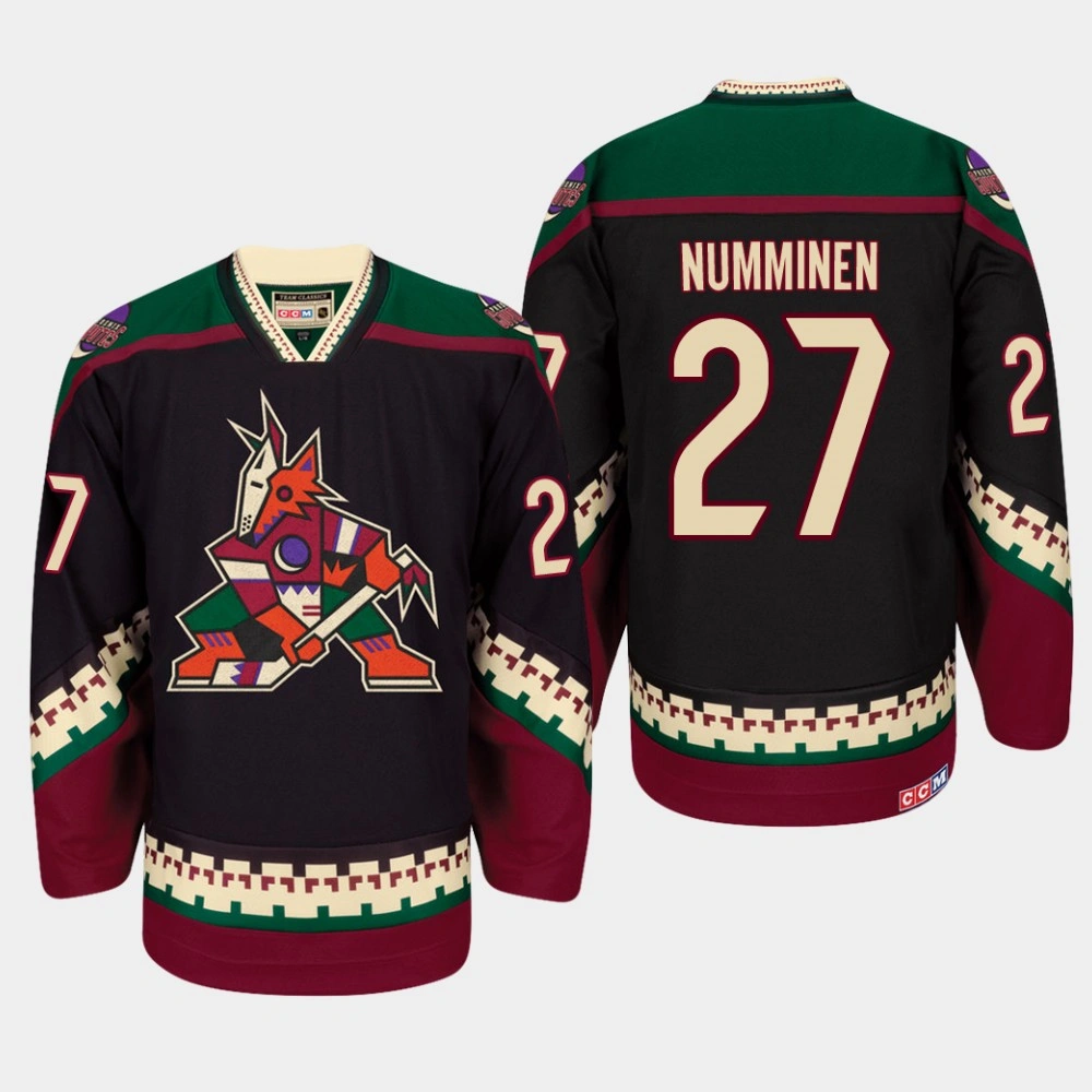 Women's Arizona Coyotes #27 Teppo Numminen Throwback Classic CCM Black Retired Jersey
