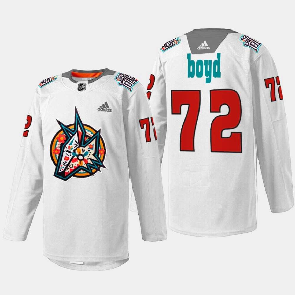 Youth Arizona Coyotes Los Yotes Night Travis Boyd White Warmup Jersey Youth Arizona Coyotes Los Yotes Night Travis Boyd White Warmup Jersey