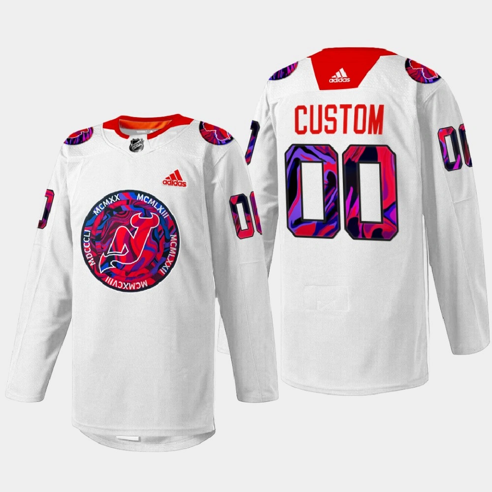 New Jersey Devils Gender Equality Night White Warm-up 2022 Jersey Custom New Jersey Devils Gender Equality Night White Warm-up 2022 Jersey Custom