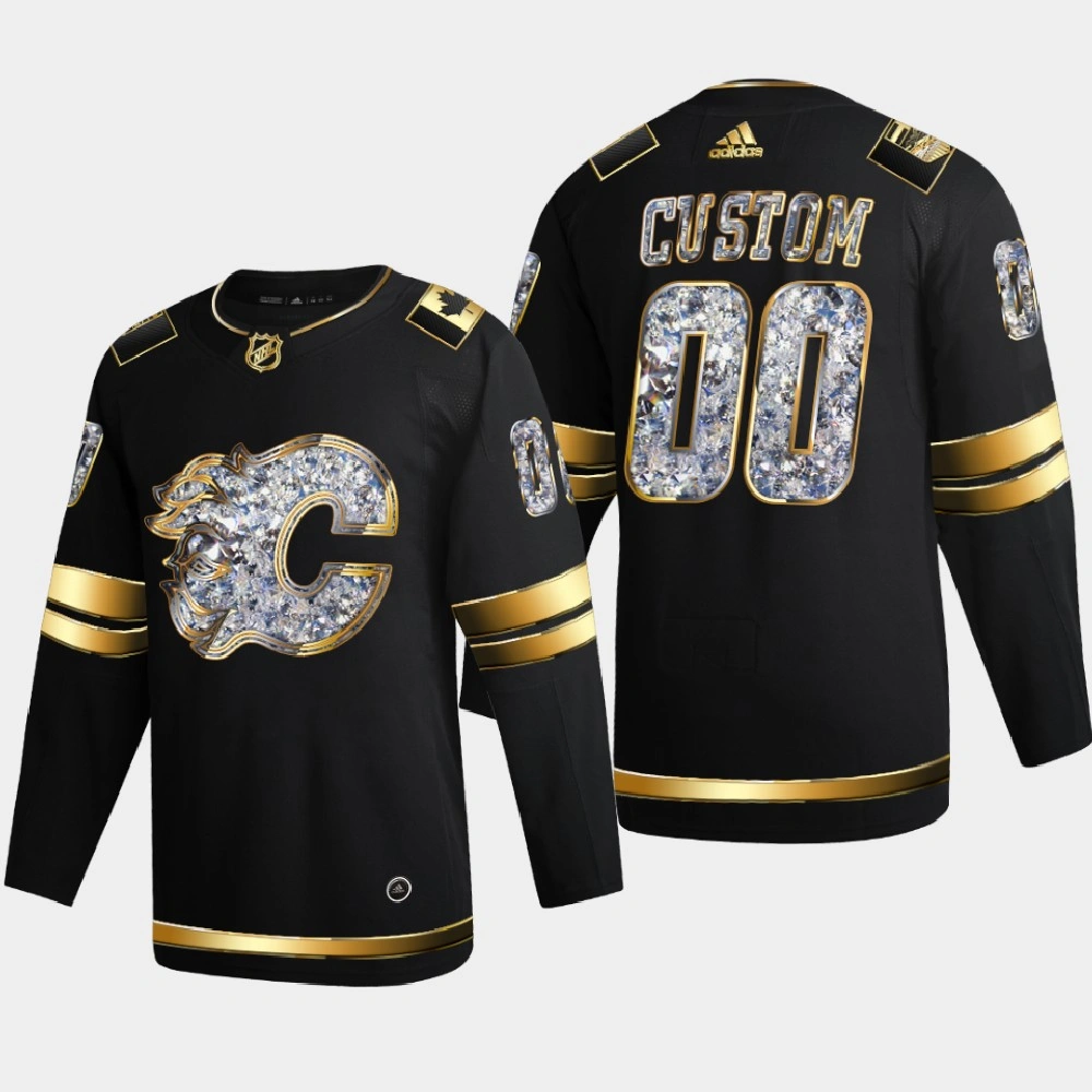 Calgary Flames 2022 Stanley Cup Playoffs Black Diamond Edition Jersey Custom Calgary Flames 2022 Stanley Cup Playoffs Black Diamond Edition Jersey Custom