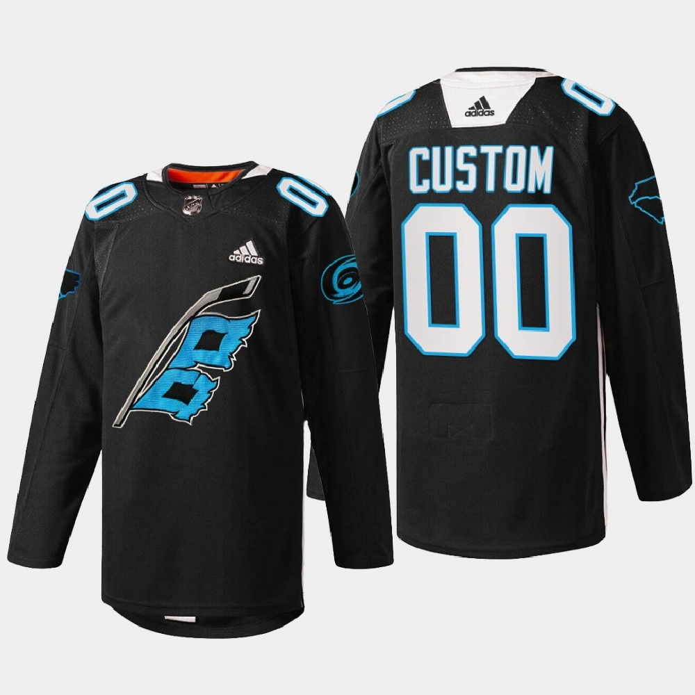 Carolina Hurricanes Panthers Night Black Warm-up sweater 2022 Jersey Custom Carolina Hurricanes Panthers Night Black Warm-up sweater 2022 Jersey Custom