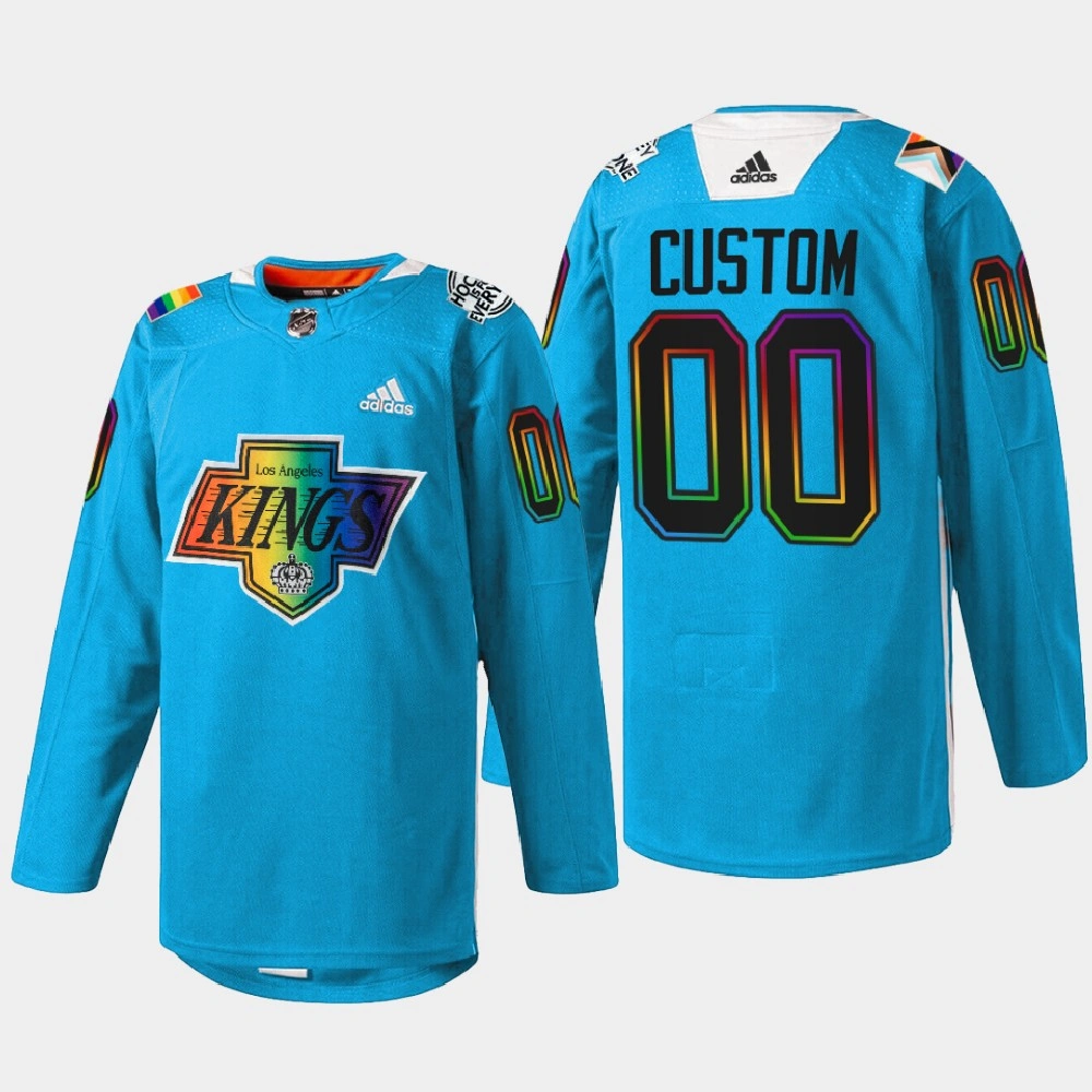 Los Angeles Kings Pride Night Blue Warm-Up 2022 Jersey Custom Los Angeles Kings Pride Night Blue Warm-Up 2022 Jersey Custom