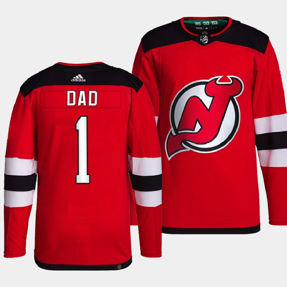 Women's 2022 Fathers Day Gift New Jersey Devils Red Greatest Dad Jersey Primegreen