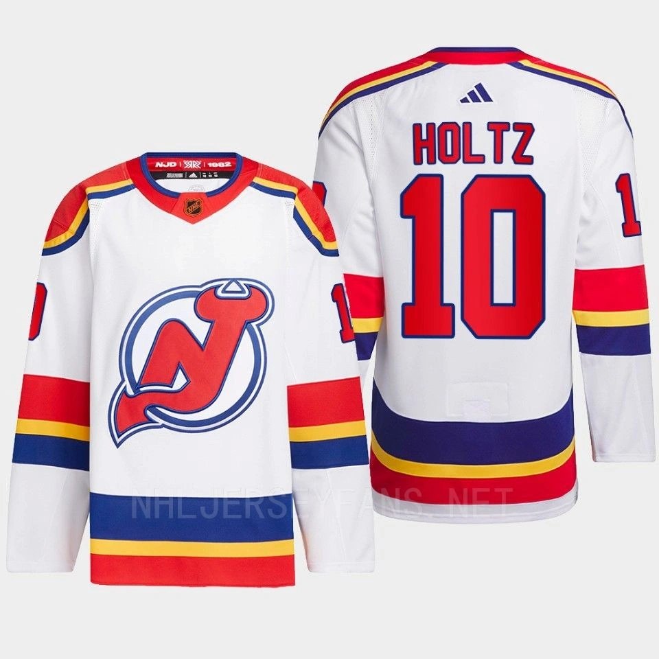 Youth New Jersey Devils 2022 Reverse Retro 2.0 Alexander Holtz White Authentic Primegreen Jersey Men's Youth New Jersey Devils 2022 Reverse Retro 2.0 Alexander Holtz White Authentic Primegreen Jersey Men's