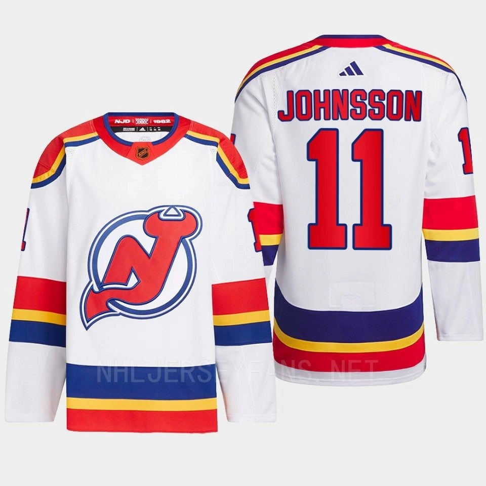 New Jersey Devils 2022 Reverse Retro 2.0 Andreas Johnsson White Authentic Primegreen Jersey Men's