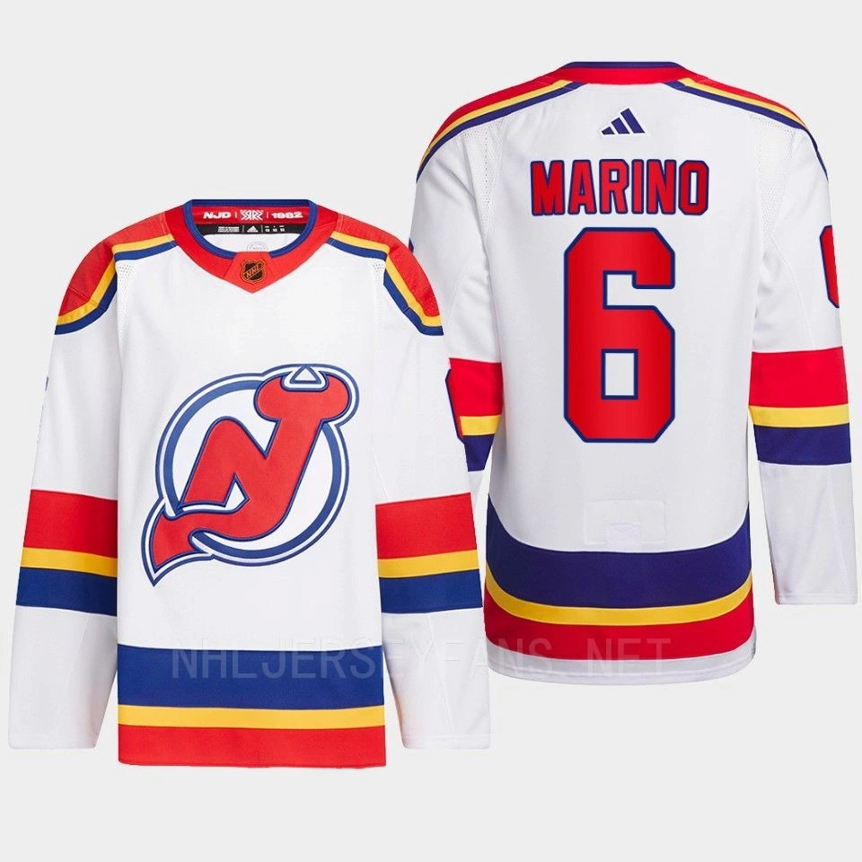 New Jersey Devils 2022 Reverse Retro 2.0 John Marino White Authentic Primegreen Jersey Men's