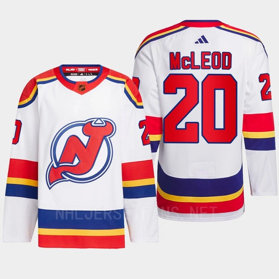 Women's New Jersey Devils 2022 Reverse Retro 2.0 Michael McLeod White Authentic Primegreen Jersey Men's