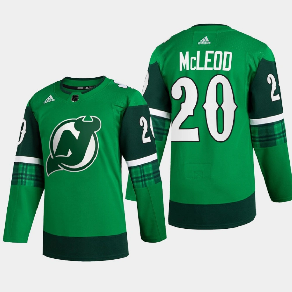 Women's New Jersey Devils St Patricks Day Michael McLeod Green Warm-Up Jersey