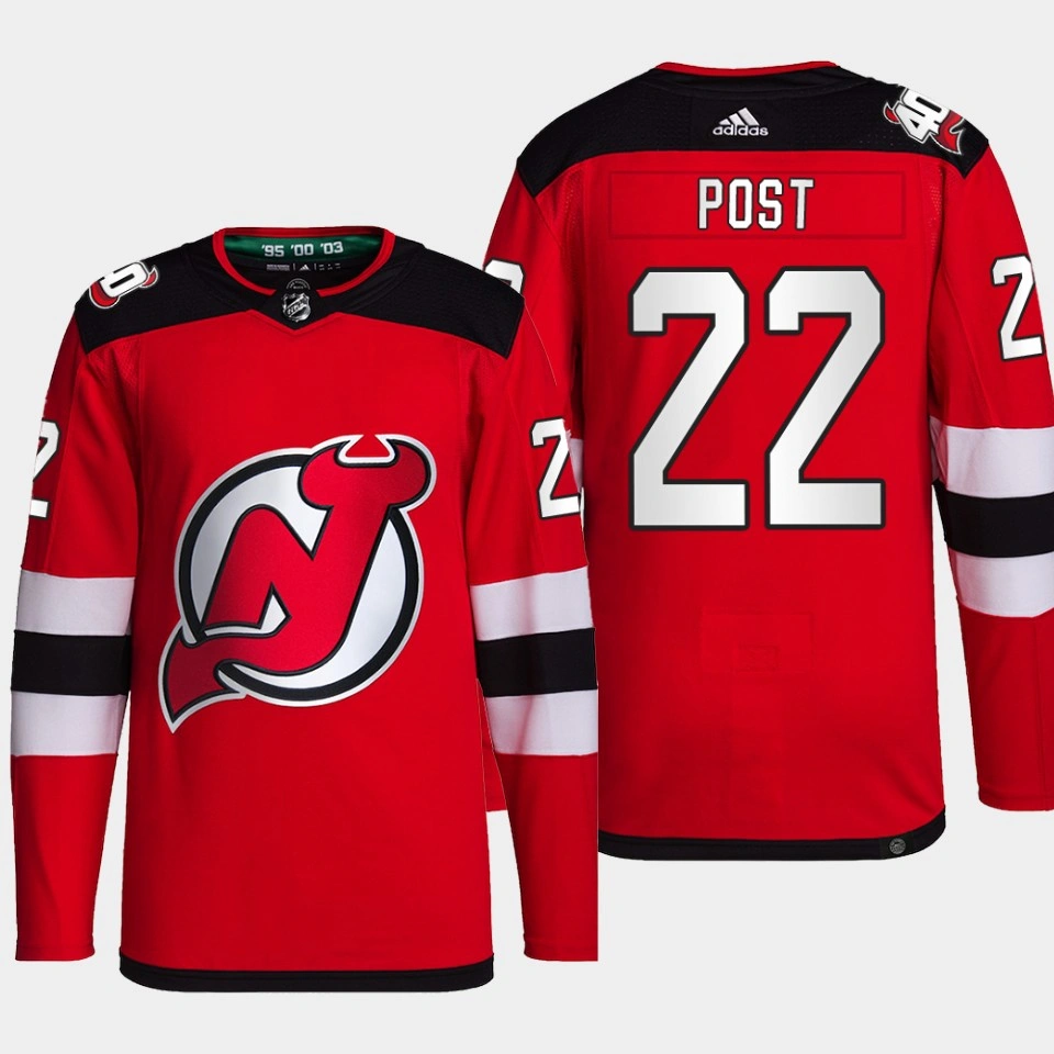 Post Malone #22 New Jersey Devils Red Jersey Authentic Home