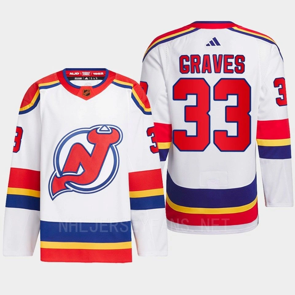 Youth New Jersey Devils 2022 Reverse Retro 2.0 Ryan Graves White Authentic Primegreen Jersey Men's