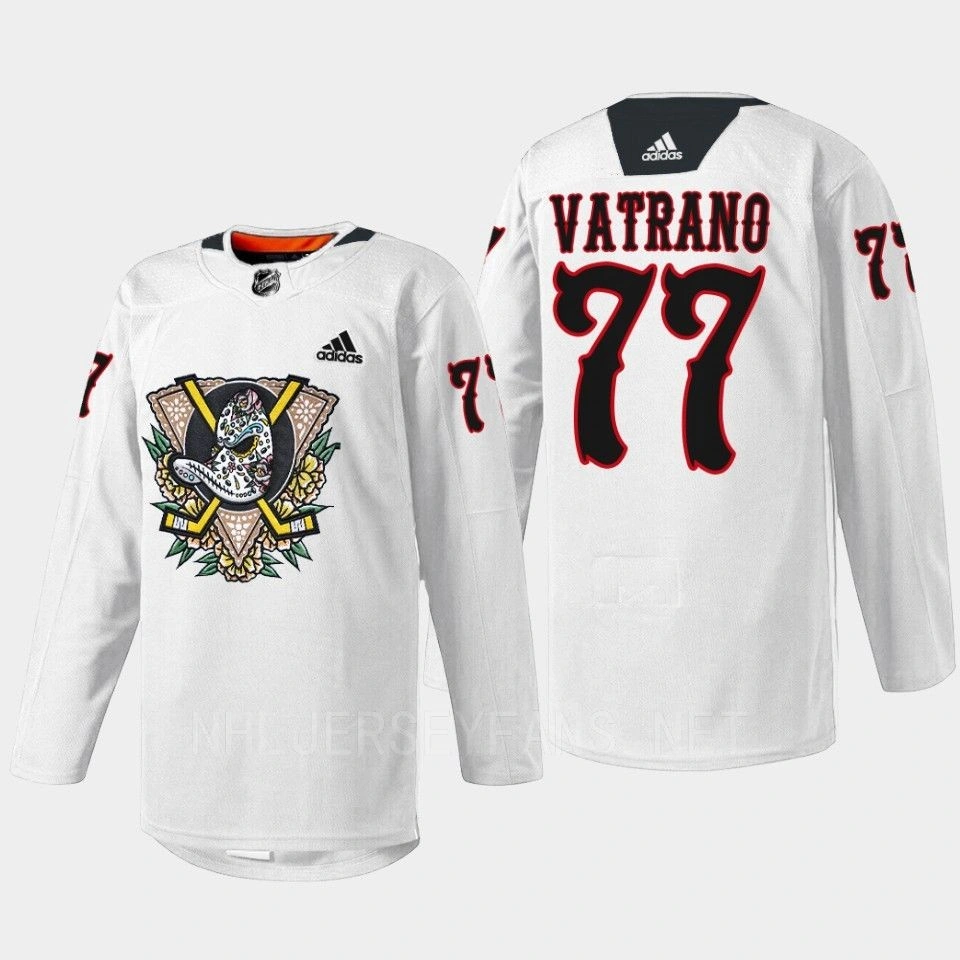 Youth Frank Vatrano Anaheim Ducks Dia de Muertos Night 2022 White #77 Jersey Warmup
