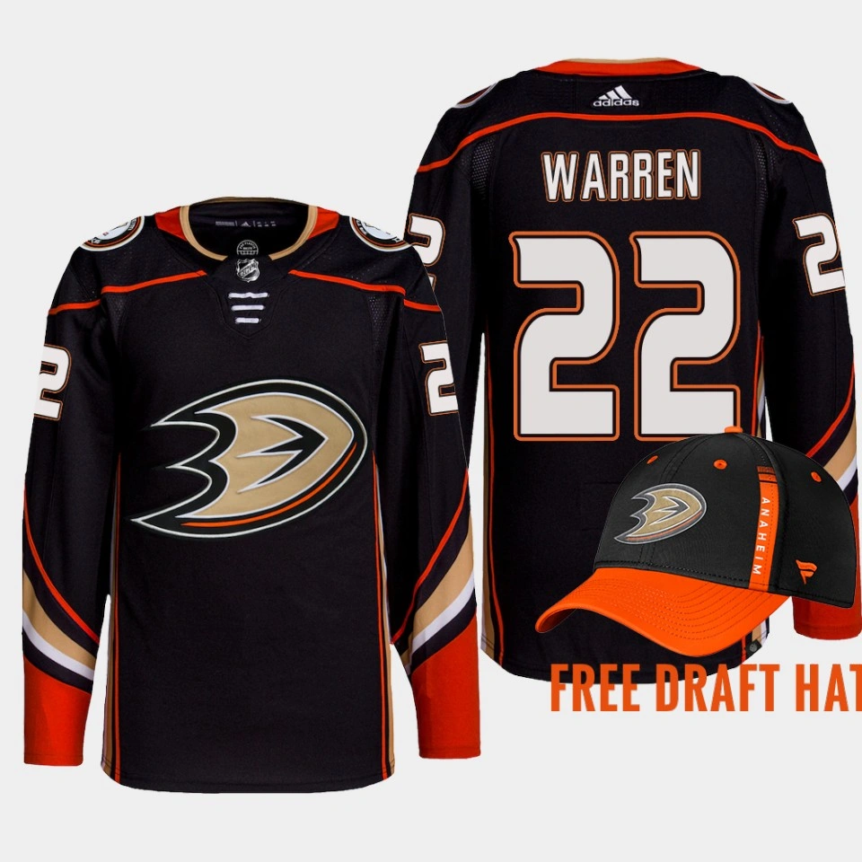 Women's Noah Warren Anaheim Ducks 2022 NHL Draft Black Jersey Authentic Primegreen Home
