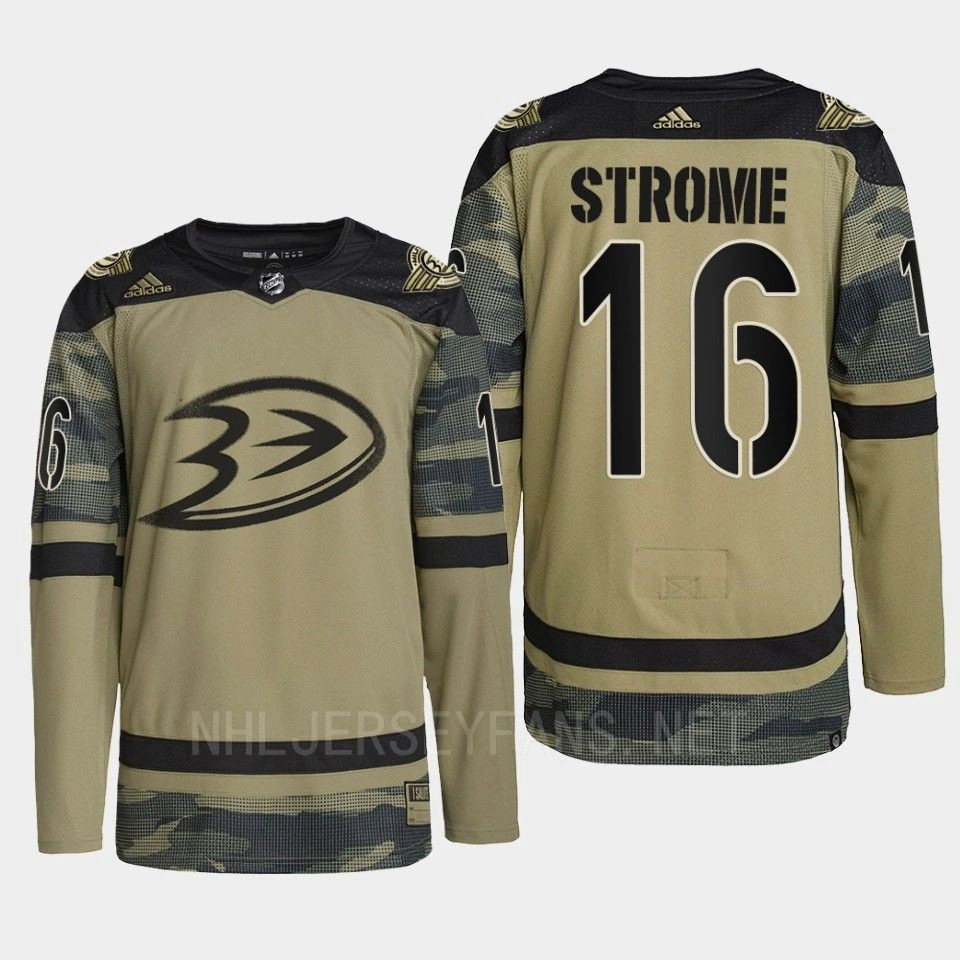 Ryan Strome Anaheim Ducks Military Appreciation Night 2022 Camo #16 Jersey Warmup