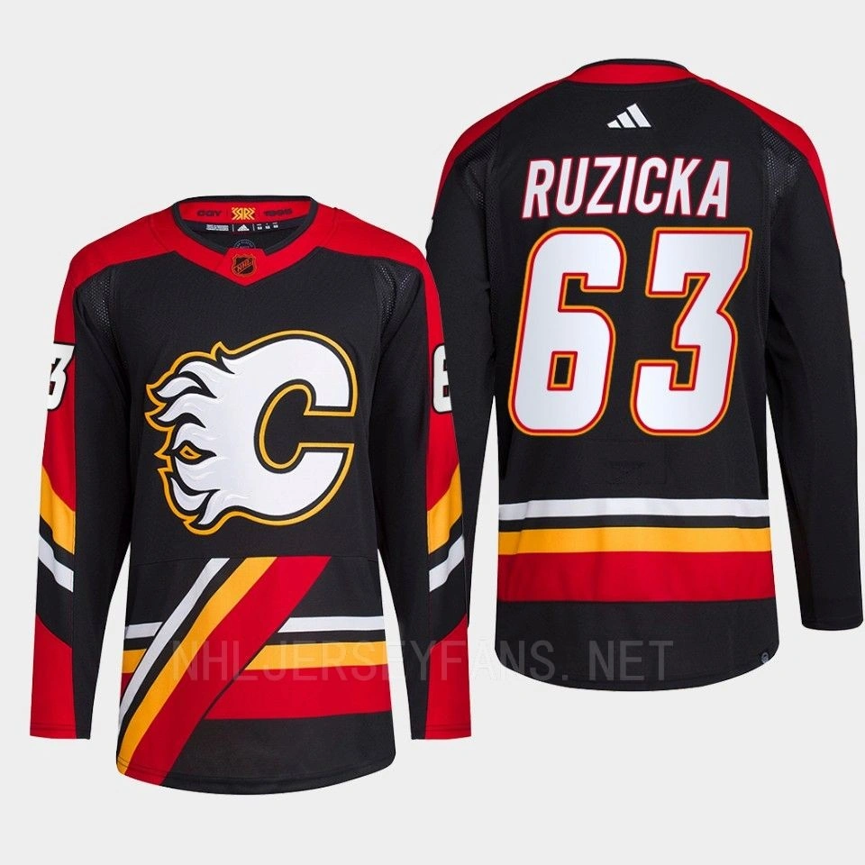 Women's Adam Ruzicka Reverse Retro 2.0 2022 Calgary Flames Black Jersey Authentic Primegreen #63