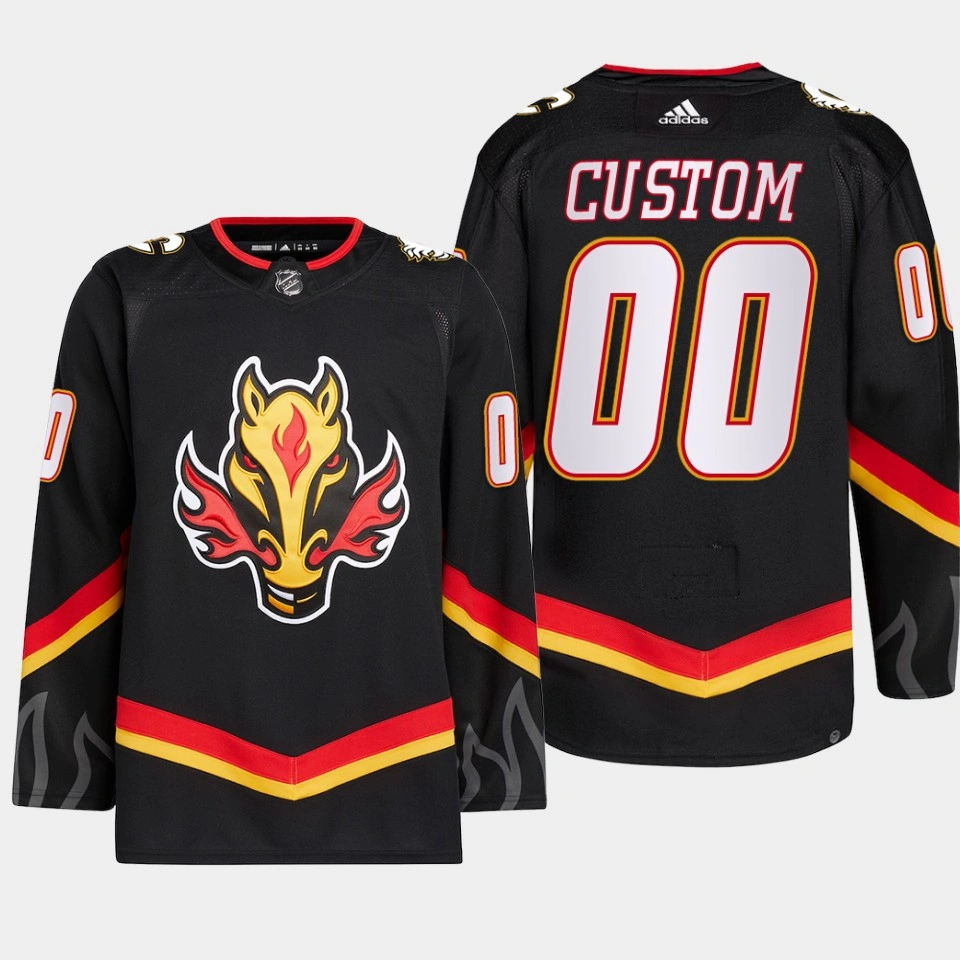 Custom #00 Calgary Flames Black Jersey 2022-23 Blasty Alternate Primegreen Custom #00 Calgary Flames Black Jersey 2022-23 Blasty Alternate Primegreen