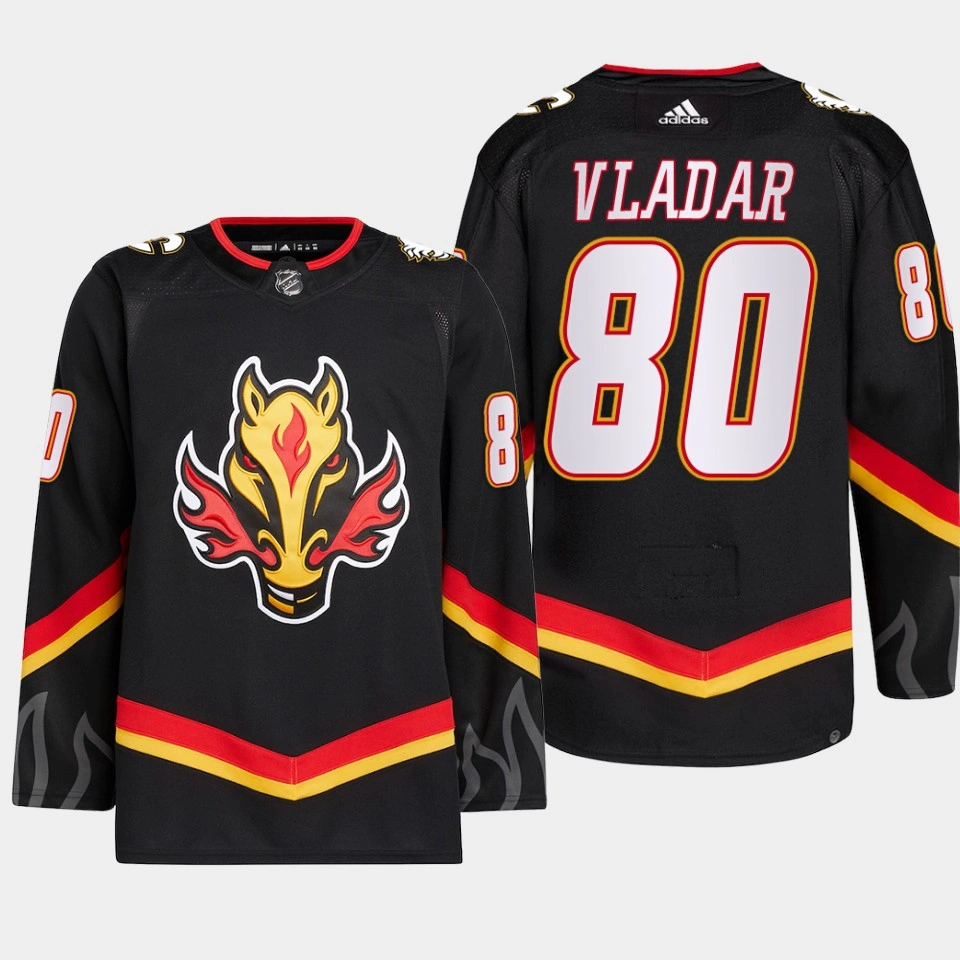 Youth Dan Vladar #80 Calgary Flames Black Jersey 2022-23 Blasty Alternate Primegreen