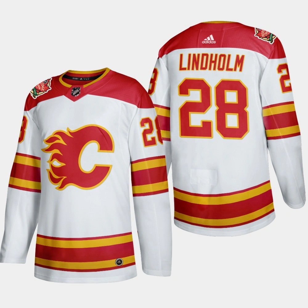 Youth Calgary Flames Elias Lindholm #28 2019 Heritage Classic Authentic White Jersey