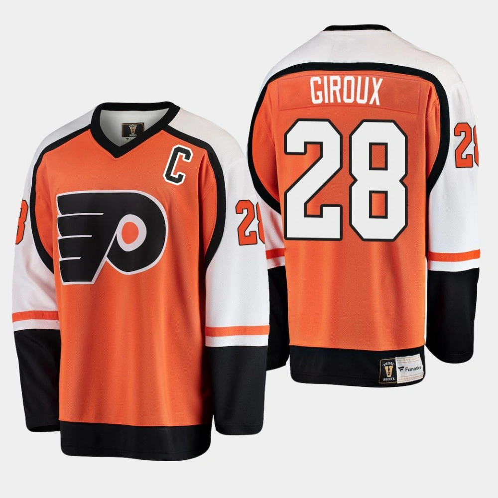 Men's Philadelphia Flyers Claude Giroux #28 Heritage Player Premier Orange Jersey