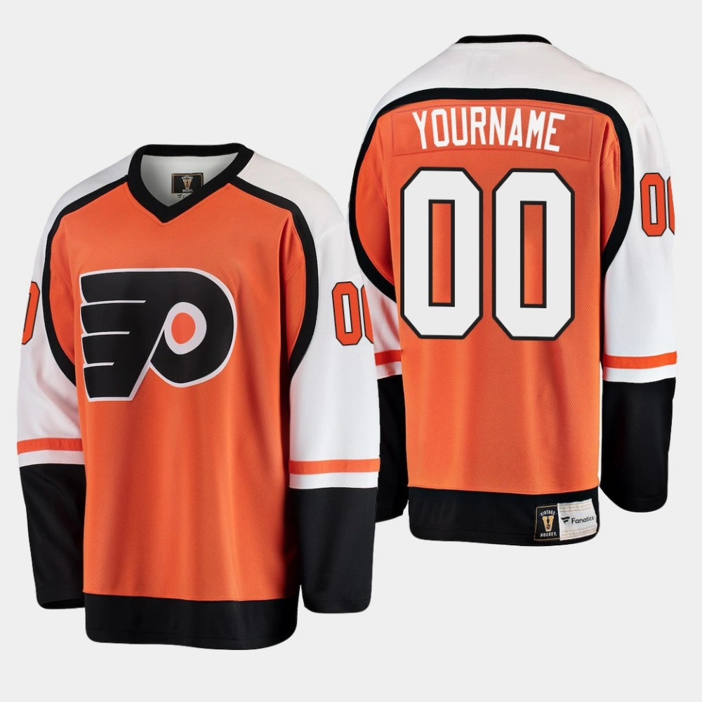 Men's Philadelphia Flyers Custom #00 Heritage Player Premier Orange Jersey Men's Philadelphia Flyers Custom #00 Heritage Player Premier Orange Jersey