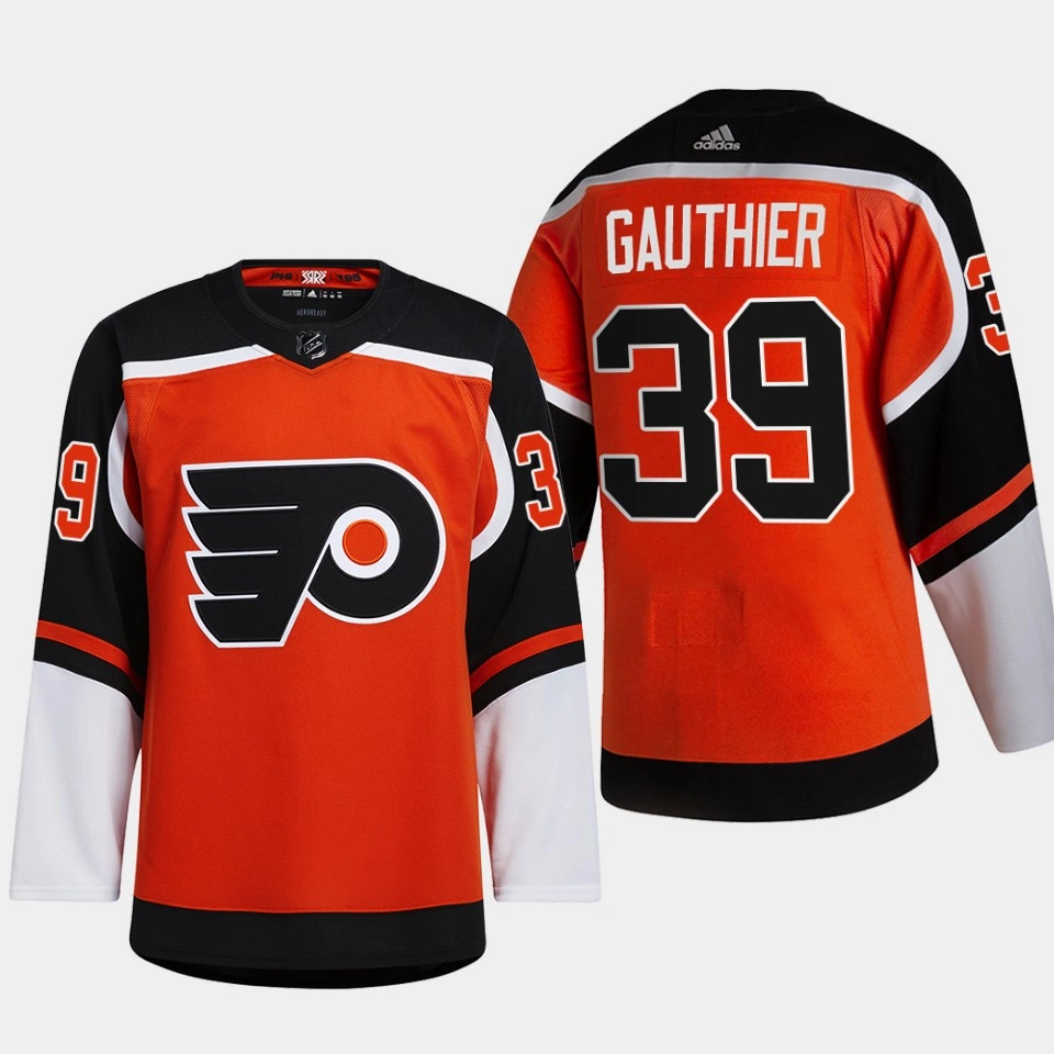 Philadelphia Flyers #39 Cutter Gauthier 2022 NHL Draft Orange Jersey Reverse Retro